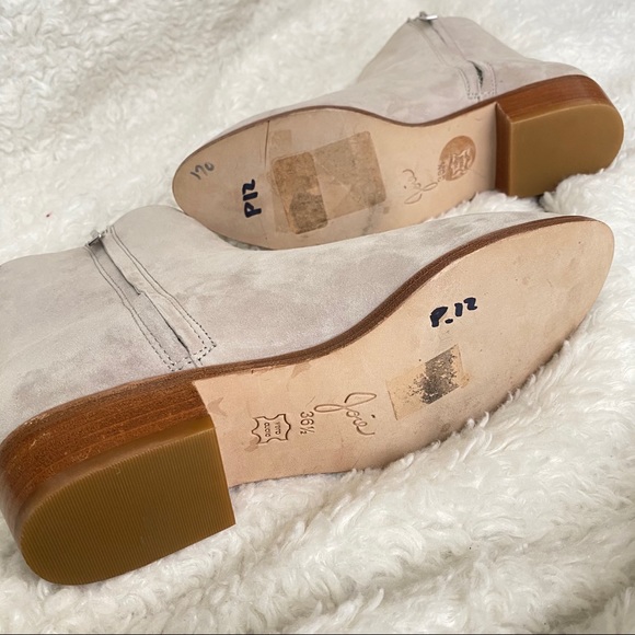 Joie Suede Ruffle Ankle Bootie NWOT 36.5 Pale Grey - Picture 8 of 16